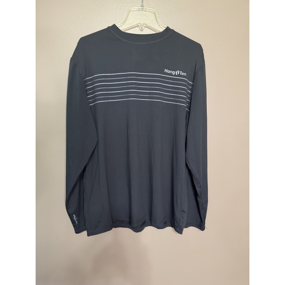 Hang Ten Mens Medium Black Rash Guard UPF 50+ Long Sleeve Pullover Beach Shirt